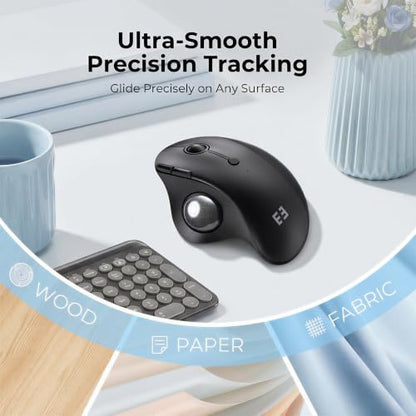 seenda Wireless Trackball Mouse, Ergonomic Bluetooth Rollerball Mouse,Black | USB-C rechargeable, 3-device Bluetooth+2.4G USB, thumb control, 5-level DPI and space-saving comfort for laptop, PC and Mac. - color: Black