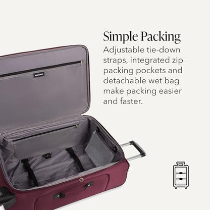 SWISSGEAR Sion Softside Expandable Spinner Luggage Durable Lightweight Travel Suitcase, Merlot, Checked-Large - color: Merlot, size: Checked-Large