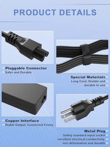 90W AC Charger Compatible with Lenovo ThinkPad Edge 15 14 13 T530 T430 T400 T61 X60 x220 x230 E430 Z61 Z60 More Series with 7.9mm x 5.5mm tip, Suitable for Travel and Office use