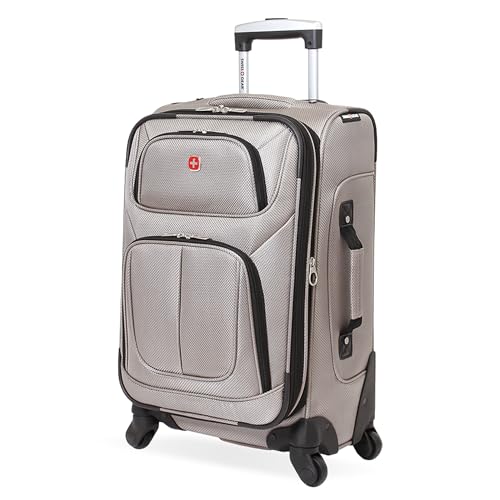 SWISSGEAR Sion Carry-On Spinner Luggage, Softside Expandable, Lightweight Suitcase, Pewter, 22.75-Inch - color: Pewter, size: Carry-On