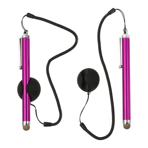 PATIKIL 2 Pcs Screen Capacitive Pen with Spring Rope Fixing Dock High Sensitivity for Mobile Phone Car Navigation GPS POS Tablet Laptop, Rose Red - color: Rose Red