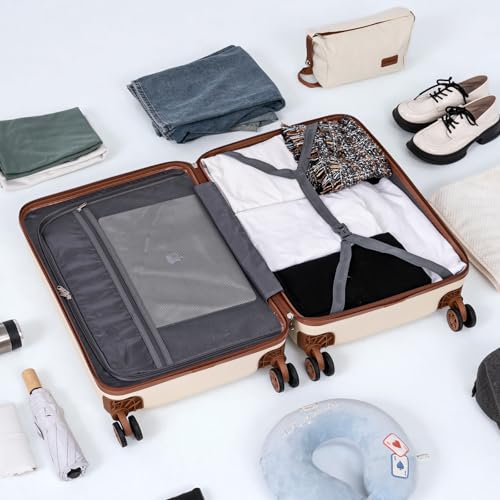 Cosbarn Carry On Luggage,3 Piece Carry On Suitcase,22x14x9 Airline Approved | Lightweight ABS Hardside Luggage, TSA-Approved Lock,Suitcases with Wheels,20Inch,Matching Duffle Bag,For Men&Women - color: HazeBlue, style: Carry on Luggage With Duffel Bag