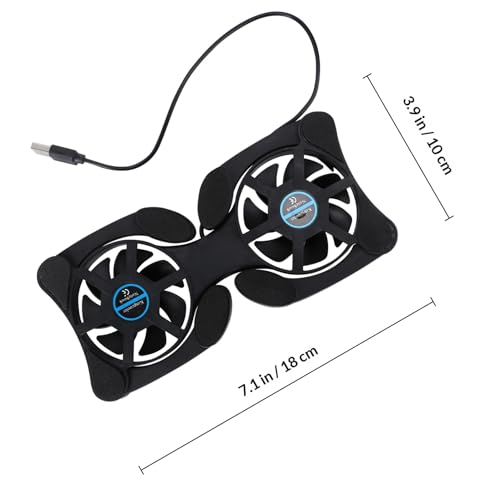 SHERCHPRY Portable Laptop Cooling Pad Dual Fans Foldable Small Notebook Cooler with Efficient Heat Dissipation for Travel and Office Use Black