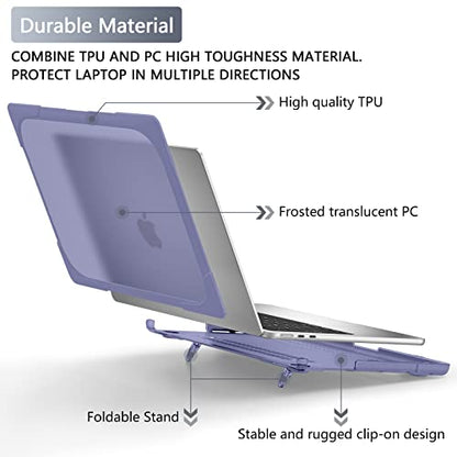 Batianda Heavy Duty Case for MacBook Air 13.6 inch with Stand,Lavender Grey | Fits M5 M4 M3 M2 Chip 2026-2022 Model, Ergonomic Stand Holds 22 lbs, Shockproof Bumper, with Keyboard Cover Screen Protector - color: Lavender Grey