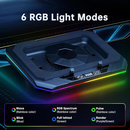 Cooling Pad for Msi Vector Series Vector 16 HX Gaming Laptop Cooler with Powerful Turbo Cooling Fan Can Fast Cooling CPU+GPU 40°C,Variable Speed,6 RGB Light 3 USB-A