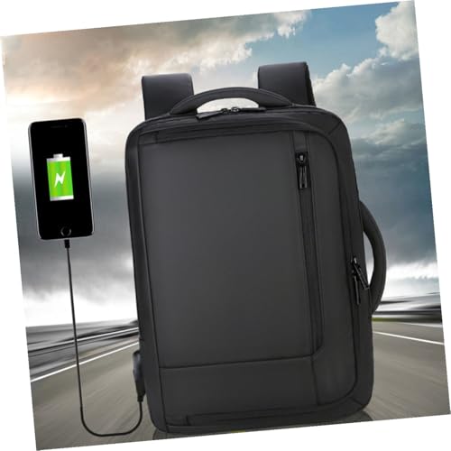 Alipis Business Laptop Backpack for Men, Large Capacity USB Charging Bag, Waterproof Black Travel and Work Laptop Bag