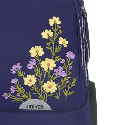 Rolling Laptop Bag with Quiet Wheels for 15.6 Inch Laptop, 6inch Large Wheel Roller Bag,Backpack with Wheels, Wheeled Computer Bag, T5- Wildflower Bouquet - color: T5- Wildflower Bouquet