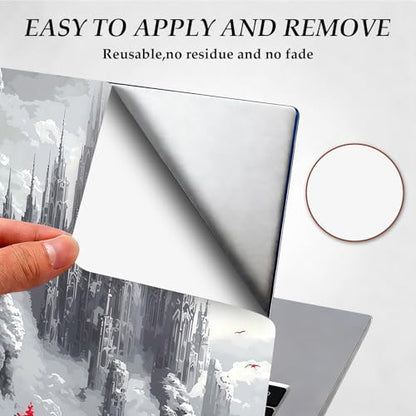DEGDFSGR 12.1-15.6 Inch Universal Reusable Laptop Skin Sticker Decal, Waterproof Removable Protector for Notebook Cover, Scratch-Resistant Vinyl Cuttable Full Wrap Sticker, Castle Red Tree Landscape - color: Castle Red Tree Landscape