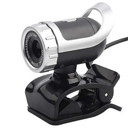 Webcam with Built in Microphone, 0 Pixels HD Rotatable Camera for PC Laptop, 360 Degree Rotation with Adjustable Stand, Silver - color: Silver