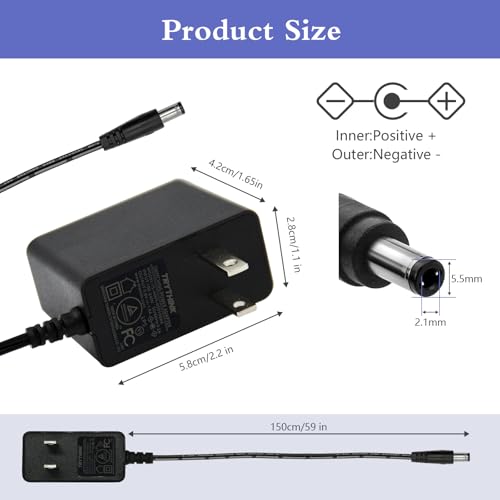 5V 1A AC Adapter Power Supply Charger 5W AC/DC Adapter 100-240V AC to DC 5V Power Cord Converter with 11 Interchangeable Jacks Plug for USB Hub TV Box Router Camera and More (1 Pack)
