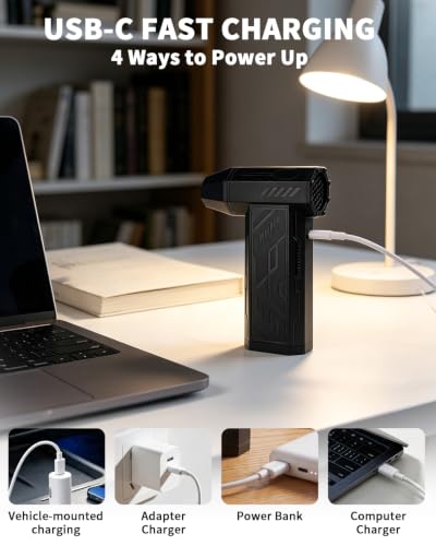 Compressed Air Duster, 110000RPM Super Power Electric Air Duster for PC Keyboard, 4-Speed Turbo Fan, Rechargeable Dust Air Blower for Electronics, Keyboard, Home & Outdoor Cleaning, Black - color: Wt009-black