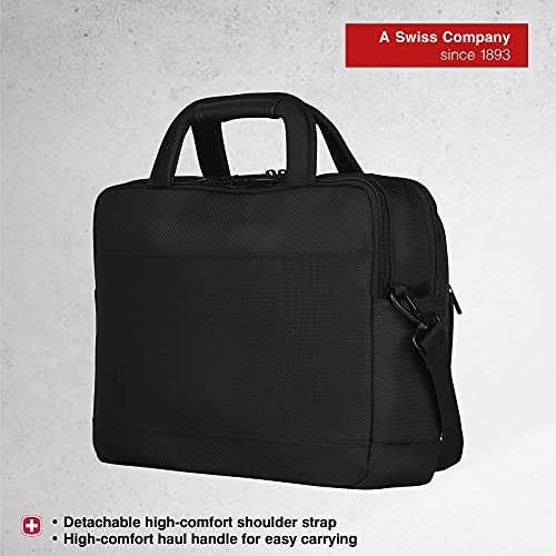 Wenger 606464 BC PRO 14"/16" Expandable Laptop Brief, SmartGuard Laptop Protection with a QuickAccess Tablet Pocket in Black (11 litres), Black, BC Pro - Slimline - size: 14 Inch/16 Inch Messenger Bag, style: Bc Pro - Slimline