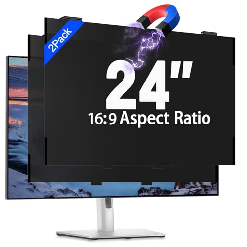 2 Pack Magnetic 24 Inch Computer Privacy Screen Filter for Monitor 16:9 Aspect Ratio, Removable Hanging Privacy Screen Shield, Anti Blue Light Filter, Anti-Glare Protector - size: Magnetic 2Pack 24 inch (16:9)