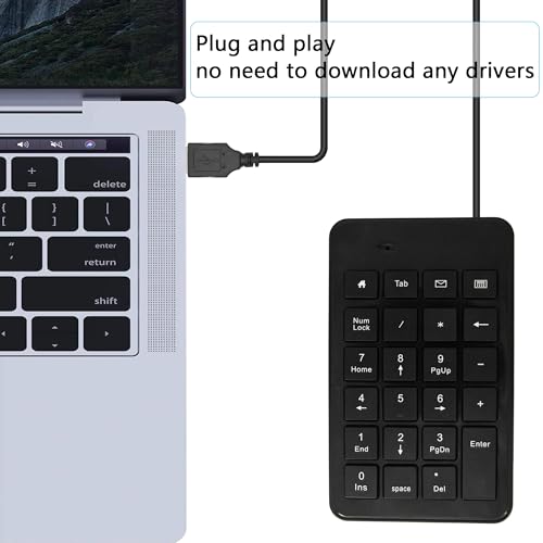 USB Numeric Keypad 23-Key 5FT Cable Plug & Play Portable | Plug & Play, Portable for Office/Home/Travel, Fast Data Entry