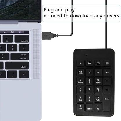 USB Numeric Keypad 23-Key 5FT Cable Plug & Play Portable | Plug & Play, Portable for Office/Home/Travel, Fast Data Entry