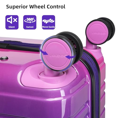 LARVENDER Carry on Luggage Sets 3 Piece, 20 Inch Suitcases, Midnight Berry | 22x14x9 Airline Approved, Gradient PC+ABS Hardshell, Smooth 360° Wheels, TSA Lock, 3-Piece Set with Color-matched Backpack - color: Midnight Berry-20BP, size: 3 Piece Set (Backpa