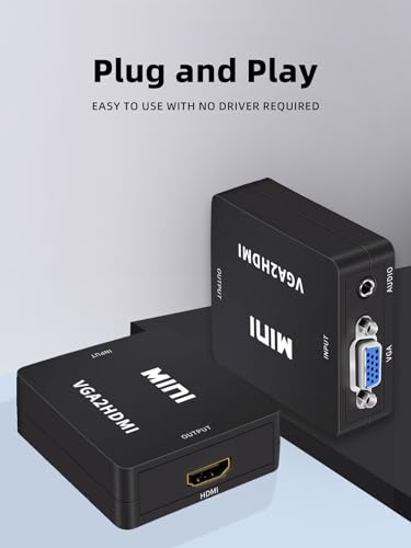 VGA to HDMI Adapter with Audio, VGA to HDMI Converter, for Computer/Laptop to Monitor/TV