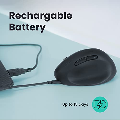 Perixx PERIMICE-819B Bluetooth Portable Vertical Mouse - Wireless 3-in-1 Multi-Device Spec - Silent-Click - Portable Compact Size - Black - Right Handed - style: Rechargeable 3-in-1