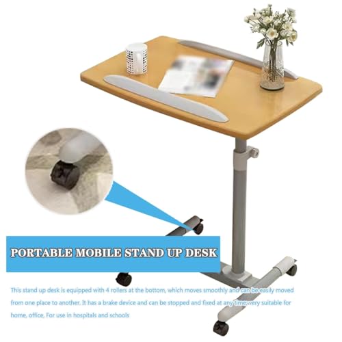 Adjustable Height Standing Desk, Living Room Mobile Sofa Side Table, Conference Room Lifting Table with Rollers, Folding and Rotating Laptop Desk