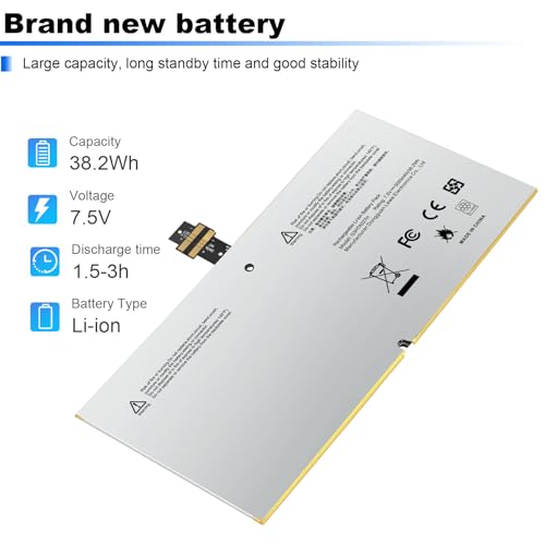 TREE.NB 7.5V 38.2Wh G3HTA027H DYNR01 Laptop Battery Replacement for Microsoft Surface Pro4 Pro 4 1724 12.3 inch Tablet DYNRO1 G3HTA026H G3HTA027H - size: 8.15x3.9x0.12inch G3HTA027H