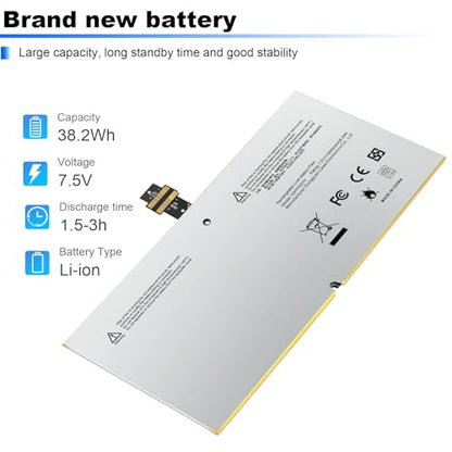 TREE.NB 7.5V 38.2Wh G3HTA027H DYNR01 Laptop Battery Replacement for Microsoft Surface Pro4 Pro 4 1724 12.3 inch Tablet DYNRO1 G3HTA026H G3HTA027H - size: 8.15x3.9x0.12inch G3HTA027H