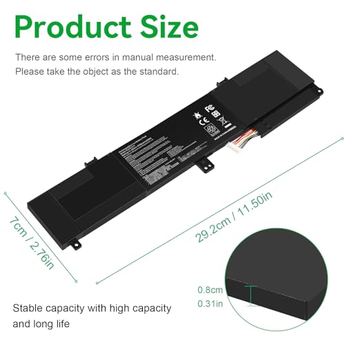 ASUNCELL C31N1517 Laptop Battery Compatible with ASUS VivoBook Flip Q304 Q304U Q304UA Q304UAK Q304UJ Q303UA Q304UAKP TP301 TP301U TP301UA TP301UJ 0B200-01840000 0B200-01840100 11.55V 55Wh - size: C31N1517 12.60 × 5.28 × 1.06 in