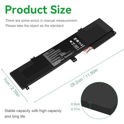 ASUNCELL C31N1517 Laptop Battery Compatible with ASUS VivoBook Flip Q304 Q304U Q304UA Q304UAK Q304UJ Q303UA Q304UAKP TP301 TP301U TP301UA TP301UJ 0B200-01840000 0B200-01840100 11.55V 55Wh - size: C31N1517 12.60 × 5.28 × 1.06 in