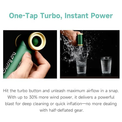 KiCA JetFan 2S Combo Electric Air Duster, 117,000RPM Blower, Green | Powerful electric blower with rechargeable battery, metal construction and versatile use for keyboards, cars and camping