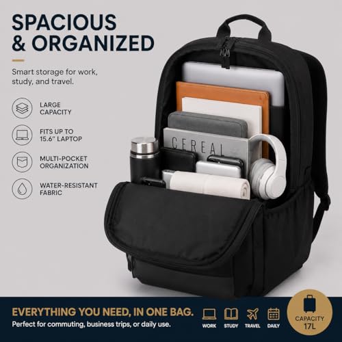 Travel Laptop Backpack for Women & Men, 15.6" Laptop and Tablet Bag with Tumbler Holder – Lightweight, Durable Travel & Work Backpacks, Black - color: Backpack 03 Black
