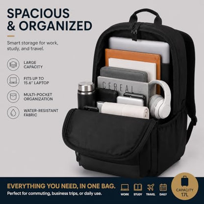 Travel Laptop Backpack for Women & Men, 15.6" Laptop and Tablet Bag with Tumbler Holder – Lightweight, Durable Travel & Work Backpacks, Black - color: Backpack 03 Black