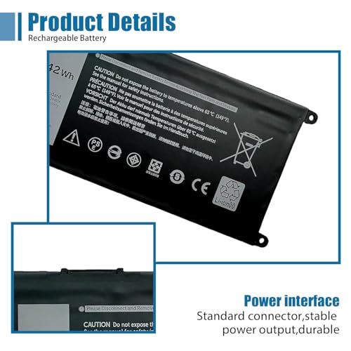 42Wh JPFMR Laptop Battery Replacement for Dell Chromebook 3100 3400 2-in-1 | Compatible with Dell Chromebook 5488 5493 5593, Replaces 16DPH 65N6H 7T0D3 07GDY 7MT0R DN33X RDNP5, 11.4V 3500mAh Battery - size: 7.58*4.10*0.26 inch JPFMR