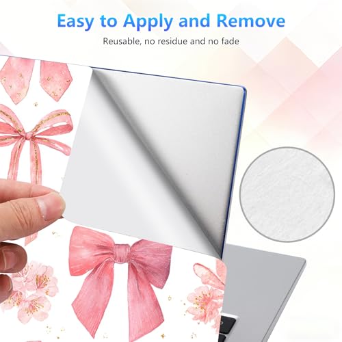 Laptop Skin Sticker Decal 15-15.6 Inch with Cute Mouse Pad, Universal Reusable Vinyl Sticker for 12.1 13 13.3 14 15.4 Inch Netbook and Notebook PC, Pink Bow Pattern - color: Pink Bow Pattern