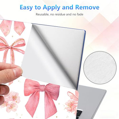 Laptop Skin Sticker Decal 15-15.6 Inch with Cute Mouse Pad, Universal Reusable Vinyl Sticker for 12.1 13 13.3 14 15.4 Inch Netbook and Notebook PC, Pink Bow Pattern - color: Pink Bow Pattern