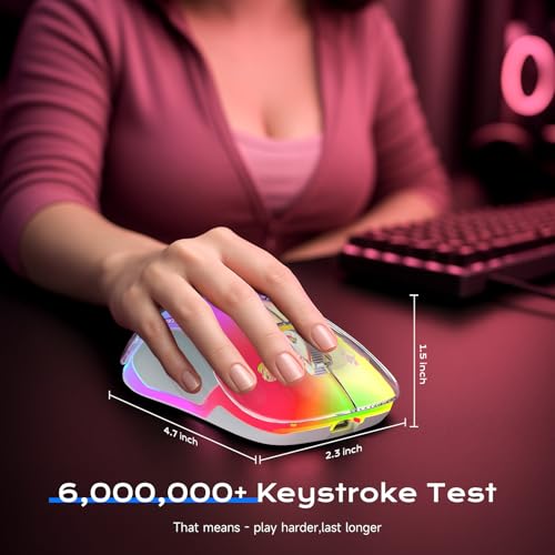 memzuoix 2.4G LED Wireless Mouse, Rechargeable Ergonomic Mouse with Detachable Cover, 1400 DPI Portable Optical Computer Mouse with USB Receiver for Laptop, PC, Desktop and MacBook, 5 Buttons-Pink - color: Pink