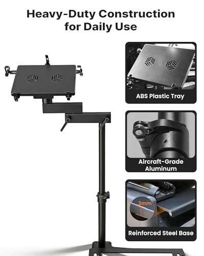 MELIPRON No-Drill Laptop Mount Fit for Mercedes Sprinter, ProMaster City | Heavy-Duty Mobile Office for Technicians and Fleets, Fit for ProMaster Vans & Dodge Charger, Cooling Fans, Dual Swing Arms