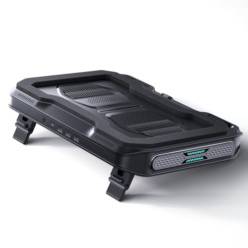 llano V11 Pro Laptop Cooling Pad, Gaming Laptop Cooler RGB Laptop Fan | Laptop Cooling Stand with 4.7 Inch Turbofan, for 14-17.3in Laptop, Adjustable Speed, Dustproof, 3-Port USB Hub, Black - color: Black