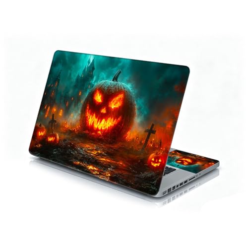 Universal Laptop Skin Sticker Decal, 12"-15.6" Aesthetic Vinyl Wrap, Halloween Pumpkin Castle Waterproof Notebook Cover Art Protector for MacBook HP Dell Lenovo, Fits 13" 14" 15" 15.6" - color: Halloween Pumpkin Castle