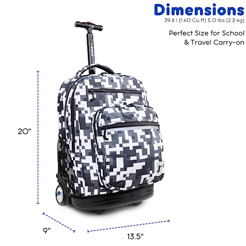 J World Sundance Laptop Rolling Backpack for Girls Boys. Roller Bookbag with Wheels, 20 Inch, Camo - color: Camo