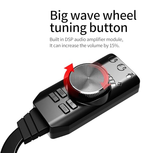 USB Sound Card Virtual 7.1 Surround Sound USB External Sound Card Adapter with PUBG Sound Effects for PC/PS4/PS5/Mac/Gaming Headset,Plug and Play