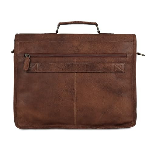 Leather briefcase 18 inch laptop messenger bag for men and women best satchel office bag - color: Tan, size: 16 inch