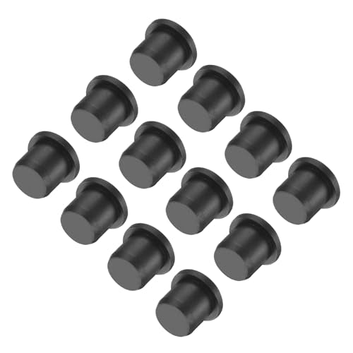 uxcell High Temp Silicone Plug Mount Dia 10.5mm/0.41 inch t Shaped Rubber Stopper Hole Plugs for Powder Coating Plating Waterproof Plugs Sealing Plugs Black Pack of 12(OD 13.5mm) - size: 10.5x13.5mm