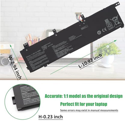 C31N1843 Laptop Battery Replacement for ASUS VivoBook S14 S432FA S432FL Vivobook S15 S532 S532FA S532FL X432FA X432FL X432FLC X532FA X532FL X532FLC S432FA-EB008T S532FA-DH55 Series 11.55V 42Wh - size: 10.92*2.94*0.23inch C31N1843