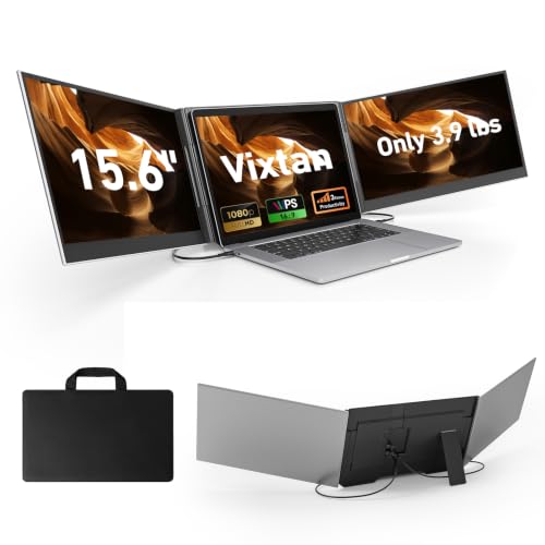 Vixtan 15.6" Triple Laptop Screen Extender, Ultra-Thin FHD IPS Portable Monitor for Laptop, USB-C Plug & Play Multi Screen Attachment for 13-17.3" laptops with Windows/Mac/Chrome - color: 15.6" Silver