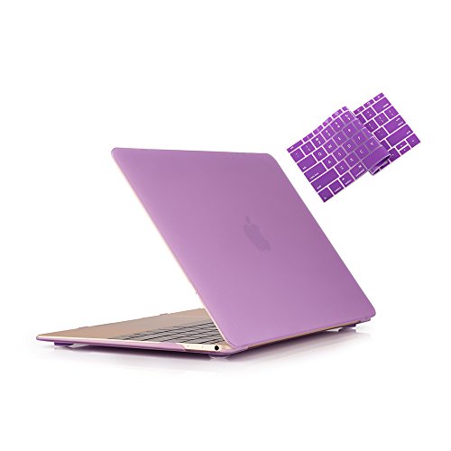 RUBAN Case Compatible with MacBook 12 Inch A1534 - Slim Snap On Hard Shell Protective Cover and Keyboard Cover, Purple - color: Purple