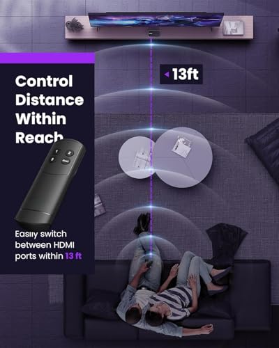 HDMI Switch 5 in 1 Out with Remote 4K@60Hz, HDMI Splitter Support HDCP2.2, HDR, 3D, Dolby Support, 3 Port Switcher Selector Box with Xbox, PS5/4/3, Fire Stick Roku Blu-Ray Player (5 in 1 Out)