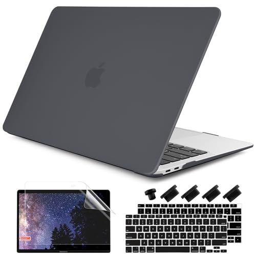 DONGKE Compatible with MacBook Air 13 inch Case 2021 2020 2019 2018 Release Model: M1 A2337 A2179 A1932, Matte Hard Case Cover for MacBook Air 13 inch with Retina Display Fits Touch ID - Black - color: Black