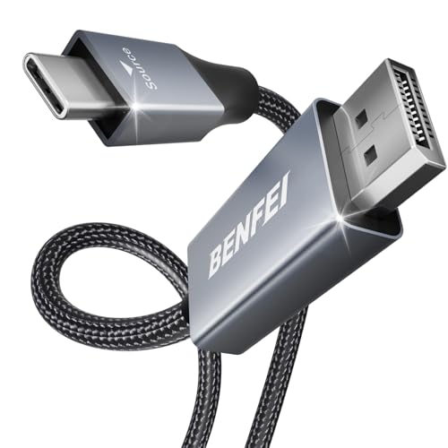 BENFEI USB-C to DisplayPort 3 Feet Cable(8K@60Hz 4K@144Hz), USB Type-C to DisplayPort Cable [Thunderbolt 3/4/5 Compatible] with iPhone 15 Pro/Max, MacBook Pro/Air 2023, iPad Pro, iMac, S23, XPS 17 - size: 3 Feet, style: Gray(Aluminium Shell)
