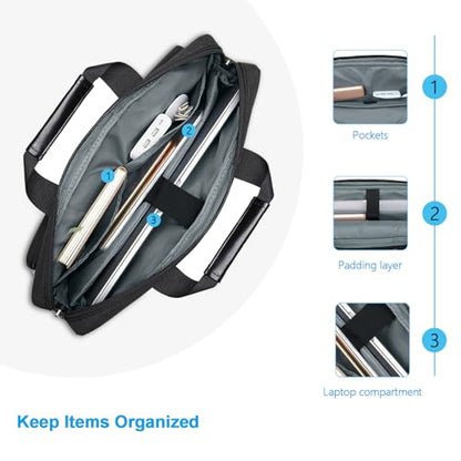 MOSISO Laptop Shoulder Bag 16 inch, 15-15.6 inch Computer Bag | Compatible with MacBook Pro 16 inch, HP, Dell, Lenovo with 2 Raised&1 Flapover&1 Horizontal Pocket&Handle&Belt, Black - color: Black, size: 16 inch