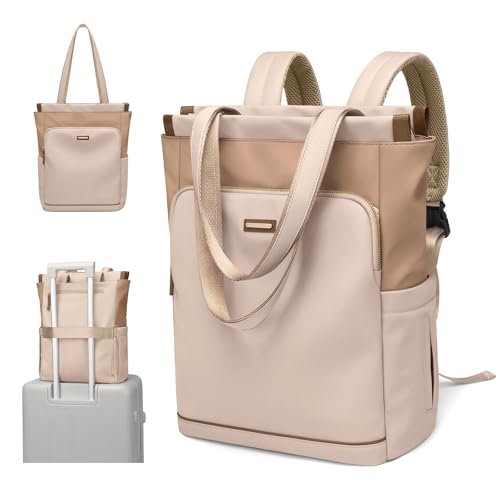 GOLF SUPAGS Convertible Laptop Backpack for Women Casual Daypack Notebook Tote Bag for Work College Travel Leisure (Nut Latte) - color: Nut Latte