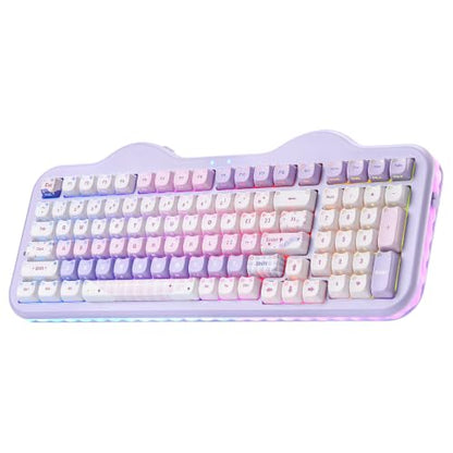 YUNZII C98 Cute Wireless Mechanical Keyboard(Purple Mao, Candy Switch) | Cake Keyboard,99 Keys with Number Pad, MAO Keycaps, BT5.0/2.4G/USB-C,Hot Swap, Gasket Mount, Custom RGB Backlight for Win/Mac - color: Purple MAO, size: Candy Linear Switch